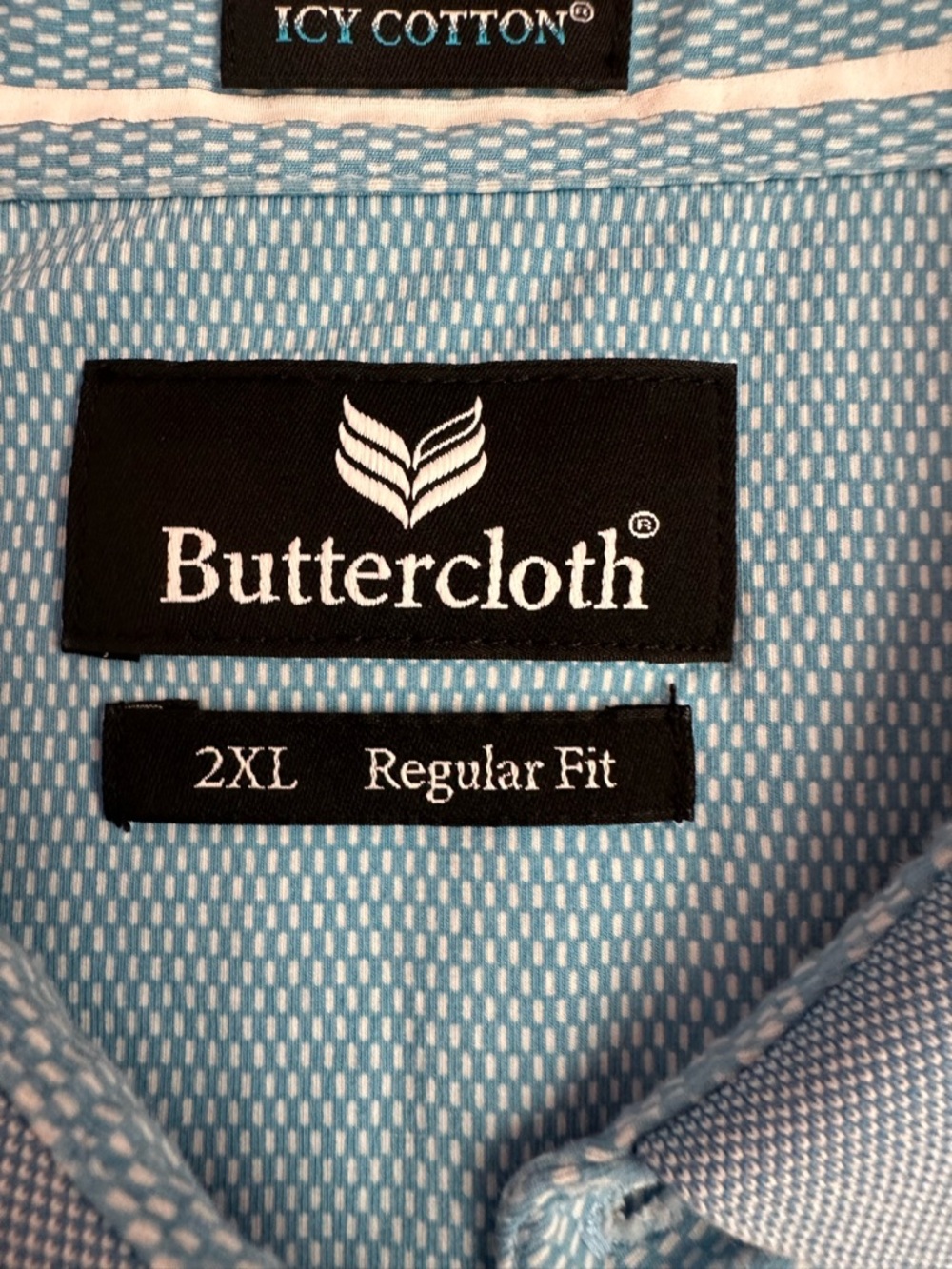 Buttercloth Men’s Sky Blue Polo with White Trim - Picture 3 of 3